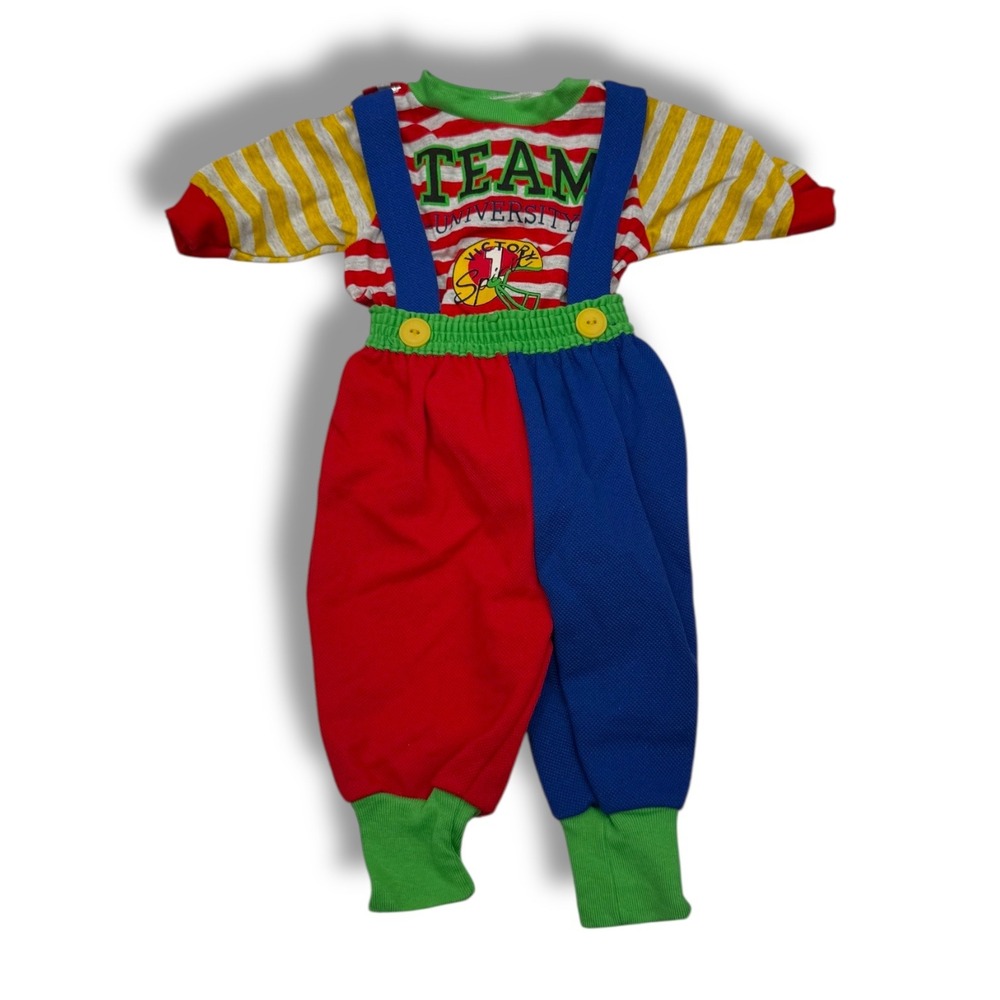 Little Me Vintage Romper Baby Size 3 Months‎ Colorblock Team Graphic 90s